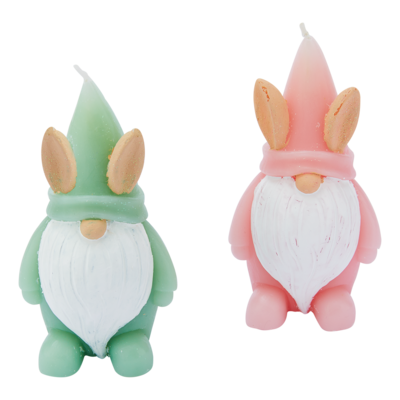 Wichtel Kerze in grün und pink