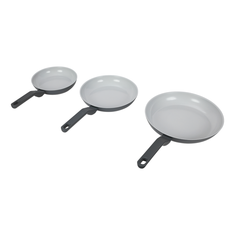 3 schwarze Pannen in verschiedenen Groeßen