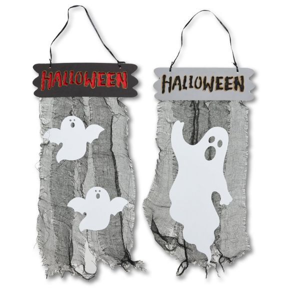 Halloween Schilder mit Geistern darauf