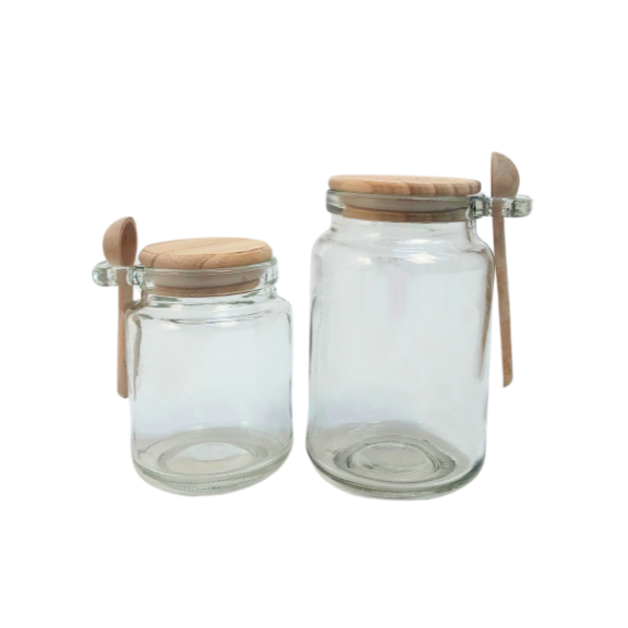 Holzglas inklusive Loeffel