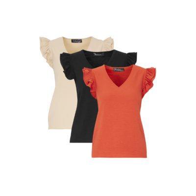 Blusen-Top in Schwarz, Rot und Beige