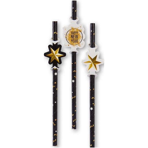 Silvester Strohhalme in Schwarz