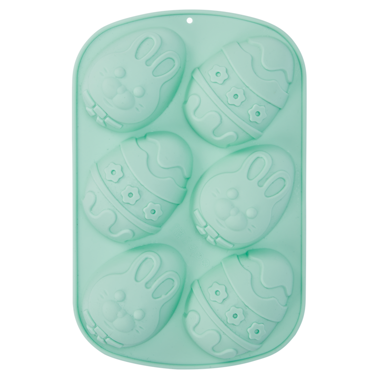 Grüne Silikonformen mit Ostereiern