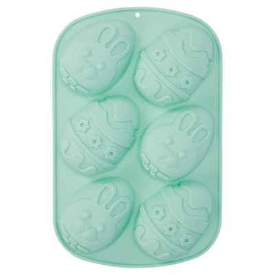 Grüne Silikonformen mit Ostereiern