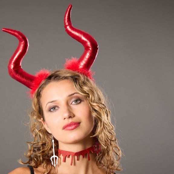 Rote Halloween Teufel Halskette mit Haarreif