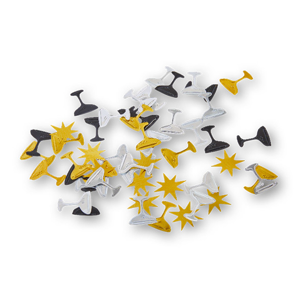 Schwarz, Silber und Gold Streudeko zu Silvester