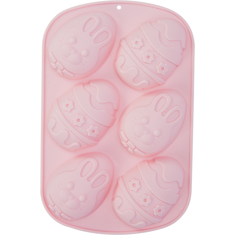 Pinke Silikonformen mit Ostereiern