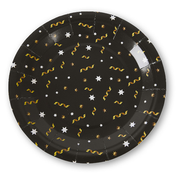 Schwarze 6er-Pack Pappteller