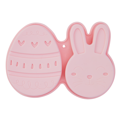 Pinke Silikonform in Form eines Eis und Hasenkopfes