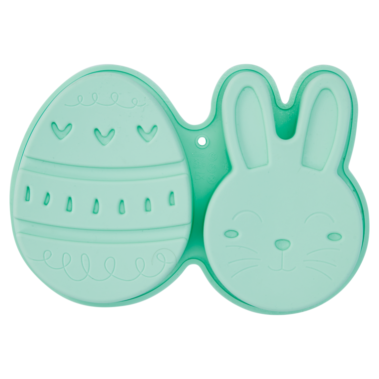 Grüne Silikonform in Form eines Eis und Hasenkopfes